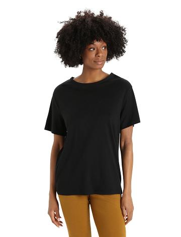 T Shirts Icebreaker Merino Granary Corta Sleeve Femme Noir | FR 1583LISH